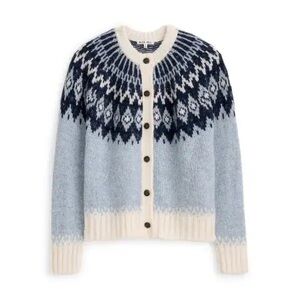 Alex Mill XS  Ashwood Fair Isle Cardigan - Frosty Blue Combo / XS